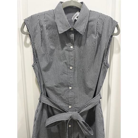 Frame Black Gingham Belted Button Front Shirt Dress Sz XS - Picture 3 of 6